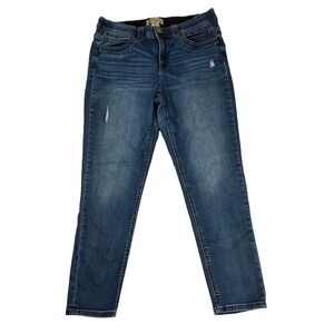 Democracy Women's Jeans Size 14 Blue Distressed Ab Technology Boot Cut Raw Hem